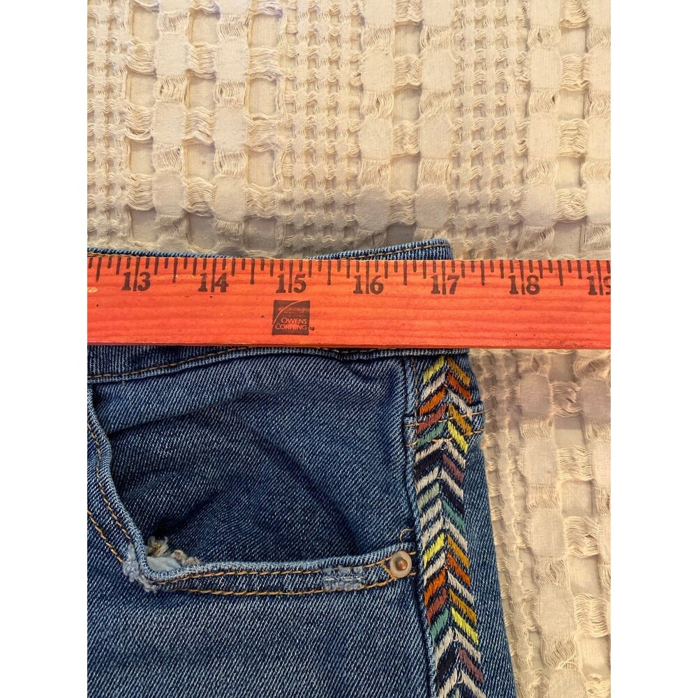 Knox Rose Denim Distressed Jeans Size 12 Cropped Stylish Stitching Down Legs - Picture 10 of 12